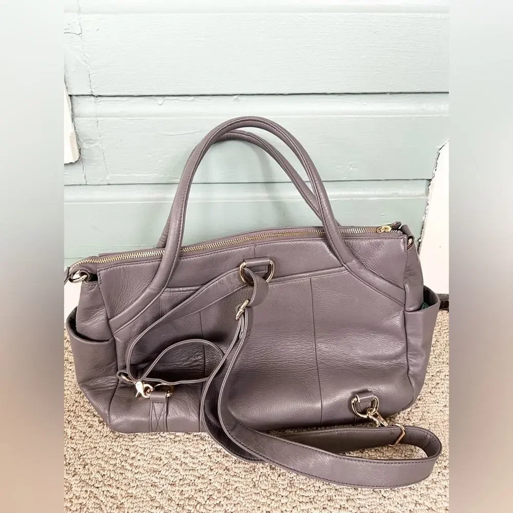 Lily Jade Elizabeth diaper bag grey leather convertible backpack crossbody baby